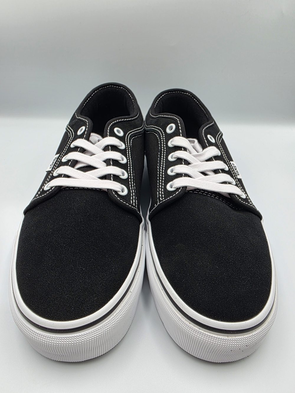Vans Mens Skate Chukka Black Low-Top Lace-Up Sneaker with White Sole